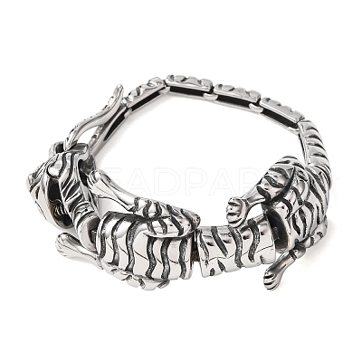 304 Stainless Steel Link Chain Bracelets for Women Men BJEW-P386-07AS-1