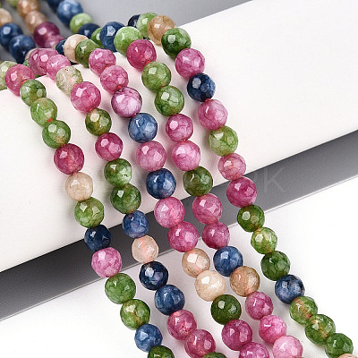 Dyed Natural White Jade Beads Strands G-T139-4mm-60-01-1