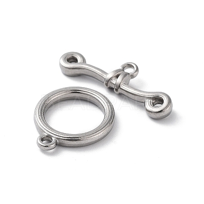 Non-Tarnish 304 Stainless Steel Ring Toggle Clasps STAS-A092-09C-P-1
