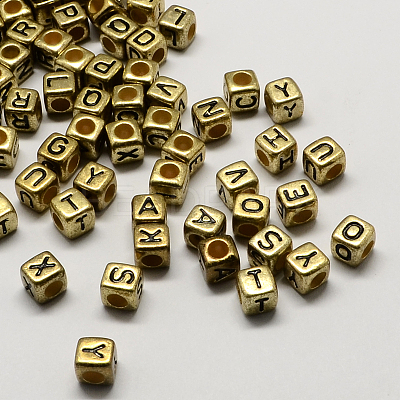 Antique Golden Plated Large Hole Acrylic European Beads X-PACR-Q099-M02-1