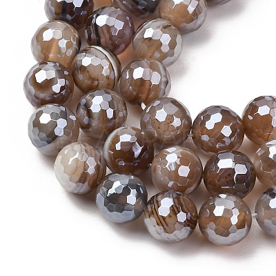 Electroplated Natural Agate Beads Strands G-B191-A07-10mm-12-1
