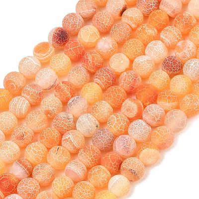 Frosted Natural Agate Beads Strands G-F367-8mm-03-1