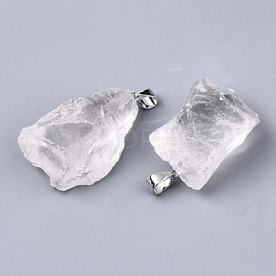Raw Rough Natural Quartz Crystal Pendants G-N0326-52-1