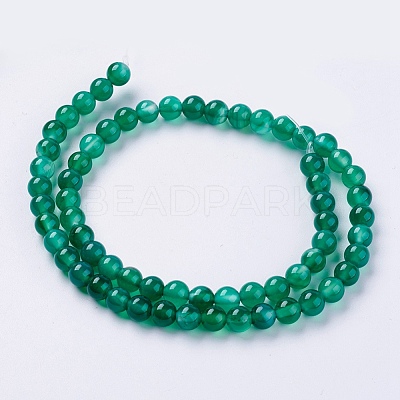Natural Green Onyx Agate Beads Strands X-G-G583-6mm-11-1