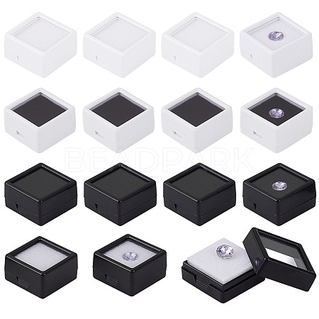BENECREAT 36Pcs 4 Styles Plastic and Acrylic Loose Diamond Display Boxes CON-BC0007-14-1