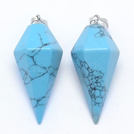 Synthetic Turquoise Pointed Pendants KK-E757-F-07P-1