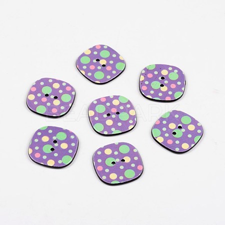 2-Hole Square with Dots Pattern Acrylic Buttons BUTT-F055-04E-1