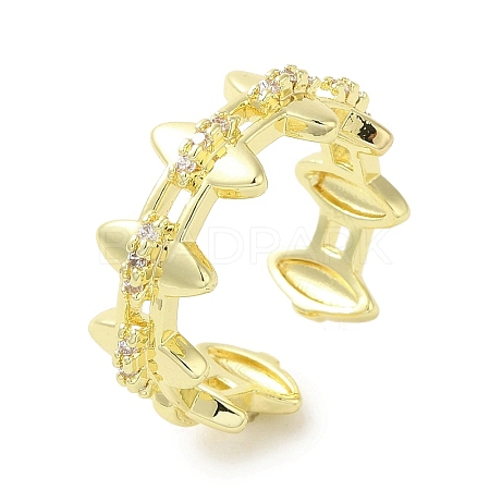 Brass Micro Pave Cubic Zirconia Rings for Women RJEW-E295-31G-1