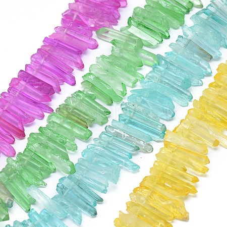 Natural Dyed Quartz Pointed Beads Strands G-G791-15-1