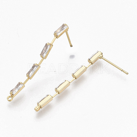 Brass Clear Cubic Zirconia Stud Earring Findings LS-X-KK-N232-13-NF-1