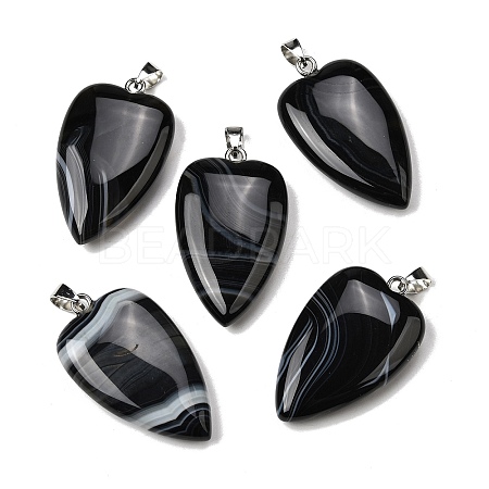 Natural Black Banded Agate(Dyed & Heated) Pendants G-F820-04P-13-1