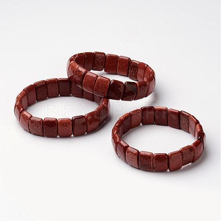 Synthetic Goldstone Beaded Stretch Bracelets BJEW-G490-13-1
