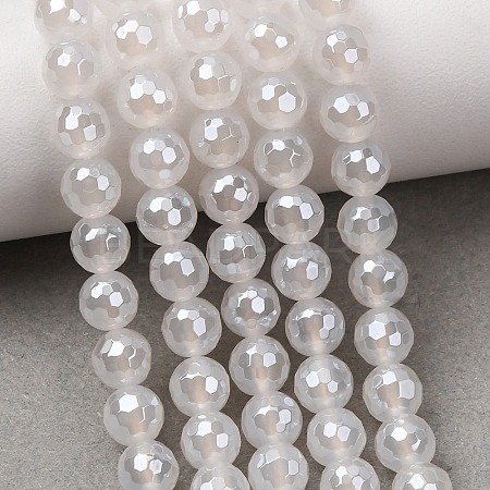 Electroplated Natural Agate Beads Strands G-B191-A07-6mm-20-1