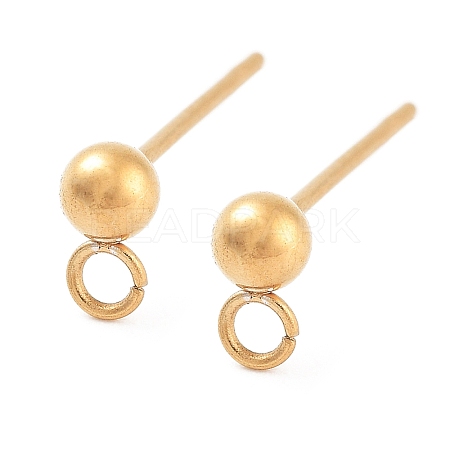Ion Plating(IP) 304 Stainless Steel Ball Post Stud Earring Findings X-STAS-E163-44G-01-1