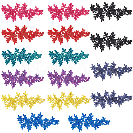 Fingerinspire 16Pcs 8 Colors Polyester Embroidery Costume Accessories PATC-FG0001-03-1