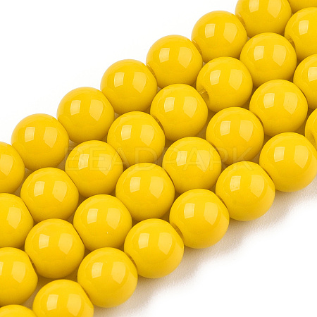 Opaque Solid Color Glass Beads Strands GLAA-T032-P6mm-08-1