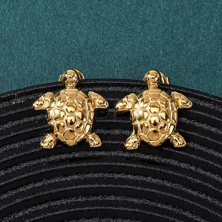 304 Stainless Steel Turtle Stud Earrings EJEW-Z135-02G-02-1