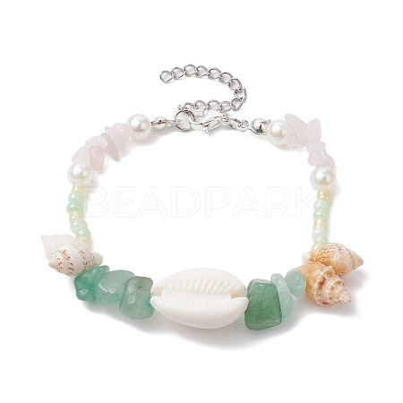Natural Rose Quartz & Green Aventurine Beaded Bracelets BJEW-JB10508-1