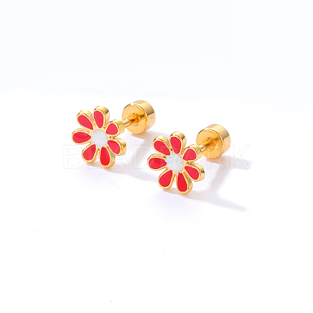 Real 18K Gold Plated Stainless Steel Stud Earrings for Women TL9676-4-1