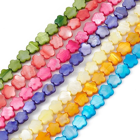 Natural Freshwater Shell Dyed Beads Strands SHEL-K001-001G-1