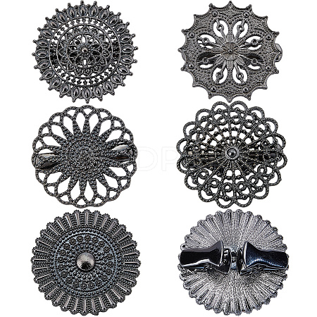 1Set Flat Round Alloy Shawls and Capes Buckles FIND-GF0008-08B-1