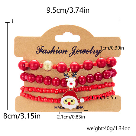 Christmas Acrylic Bead Stretch Bracelets Sets IC6084-4-1