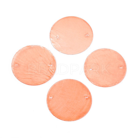 Spray Painted Natural Capiz Shell Disc Links Connector Charms SSHEL-T017-32G-1