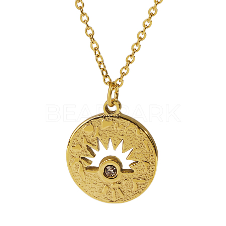 Stylish 304 Stainless Steel Sunbeam Pendant Necklaces for Women Daily Wear YM0399-1-1
