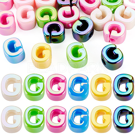 20Pcs UV Plating Opaque Acrylic European Beads OACR-TADJ0001-16G-1