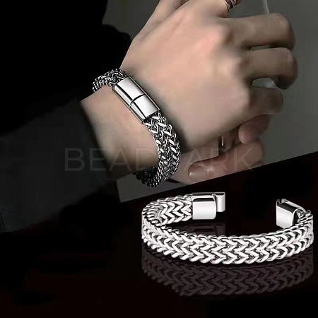 Punk Style 304 Stainless Steel Curb Chain Bracelets for Men WGFAED6-01-1