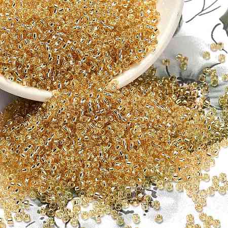 Pale Goldenrod 11/0 Grade A Round Transparent Glass Seed Beads X-SEED-Q007-F33-1