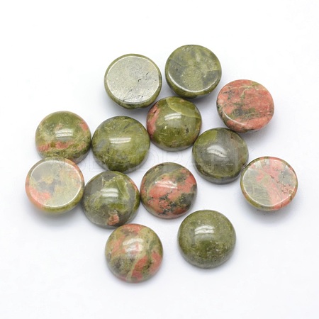 Natural Unakite Cabochons G-P393-R31-8mm-1