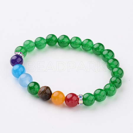Natural Agate Beads Stretch Bracelets BJEW-E285-A05-1