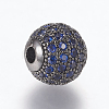 Brass Micro Pave Cubic Zirconia Beads ZIRC-E134-10mm-02B-2