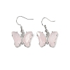 Natural Rose Quartz Brass Dangle Earrings EJEW-M081-01P-02-2