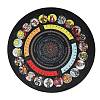 Synthetic Rubber Round Tarot Divination Mat with Yes/No Pendulum Board & Tarot Card Art AJEW-P131-02-1