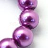 Baking Paint Pearlized Glass Pearl Round Bead Strands X-HY-Q330-8mm-16-3