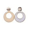 Flat Round Raffia Woven Dangle Stud Earrings EJEW-JE03101-02-2