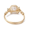 Natural Pearl Round Braided Bead Style Rings RJEW-JR00609-2