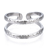 Non-Tarnish 304 Stainless Steel Double Line Open Cuff Ring RJEW-N040-20-2