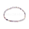 Natural Fluorite Cube Beaded Stretch Bracelet for Women BJEW-JB08976-02-1