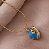 Vintage European 304 Stainless Steel Half Oval Pendant Necklaces for Women PK1289-1