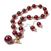 ABS Plastic Imitation Pearl Round Beaded Pendant Necklaces & Dangle Earrings Sets for Women WGD1C77-03-2