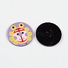 2-Hole Flat Round with Ladybird Pattern Acrylic Buttons BUTT-F055-06D-2