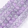 1Strand Two Tone Transparent Crackle Glass Round Beads Strands X-CCG-Q002-10mm-02-1