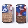 Two-tone Transparent Resin & Walnut Wood Pendants X-RESI-S384-008A-B08-2