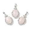 Natural Rose Quartz Oval Pendants G-NH0025-15P-21-1