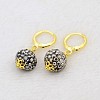 Dangling Round Ball Resin Rhinestone Earrings LS-EJEW-J080-29G-1