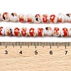 Handmade Flower Printed Porcelain Ceramic Beads Strands PORC-M005-6mm-06-3