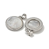 Rack Plating Brass Pave Natural White Shell Pendants KK-U025-11P-04-2